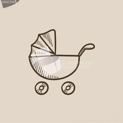 Image of Baby stroller sketch icon.