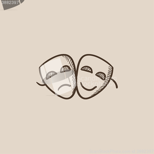 Image of Two theatrical masks sketch icon.