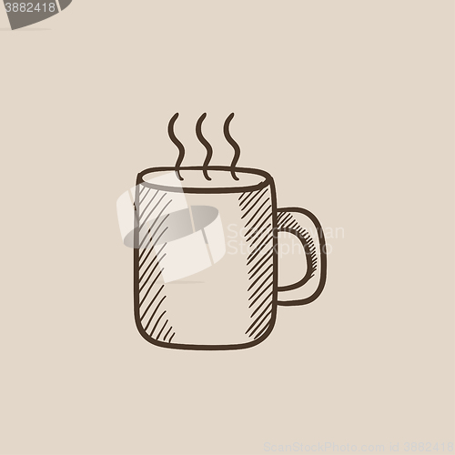 Image of Mug of hot drink sketch icon.