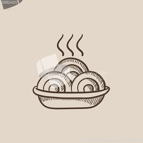 Image of Hot meal in plate sketch icon.