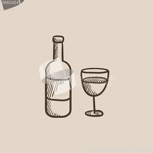 Image of Bottle of wine sketch icon.