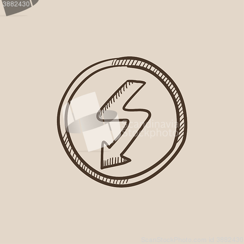 Image of Lightning arrow downward sketch icon.