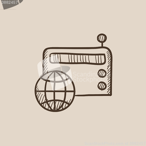 Image of Retro radio sketch icon.