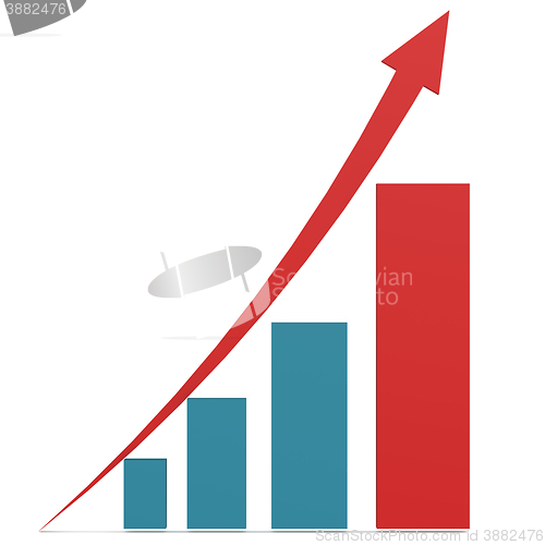 Image of Red arrow and blue bar chart