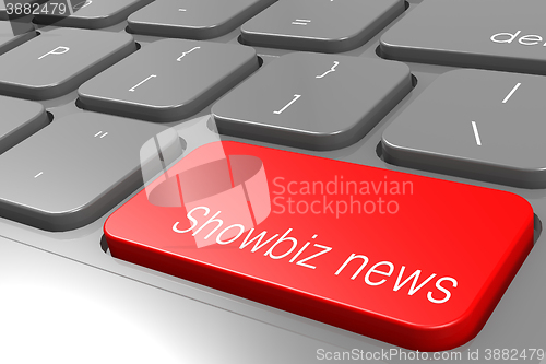 Image of Showbiz news word on red keyboard button