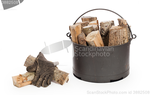 Image of Metal basket of firewood