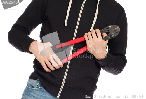 Image of Robber with red bolt cutters