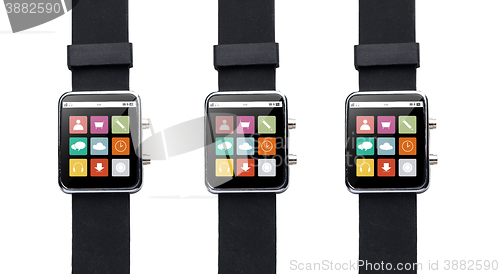 Image of close up of smart watch with menu icons on screen