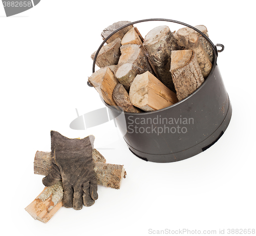 Image of Metal basket of firewood