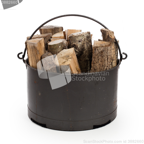 Image of Metal basket of firewood