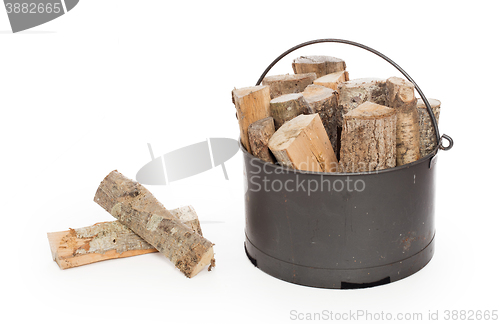 Image of Metal basket of firewood