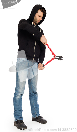 Image of Robber with red bolt cutters