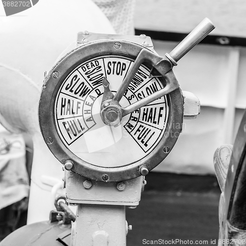 Image of  engine room telegraph,  old steamship