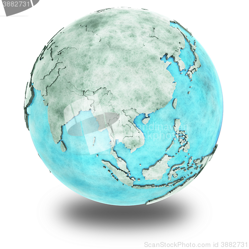 Image of Southeast Asia on marble planet Earth