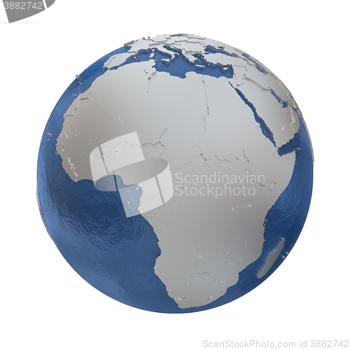 Image of Africa on silver Earth