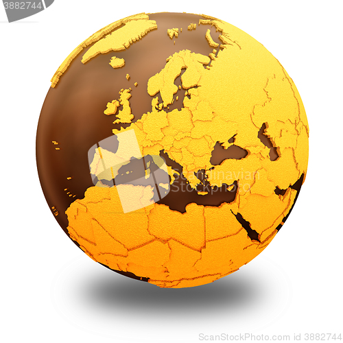 Image of Europe on chocolate Earth