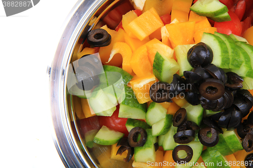 Image of olive tomato cucumber pepper salad