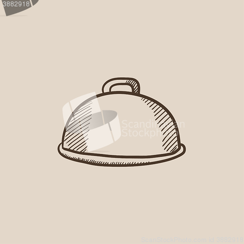 Image of Restaurant cloche sketch icon.