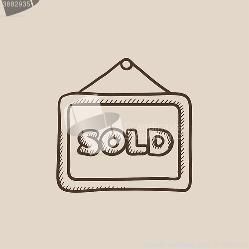 Image of Sold placard sketch icon.