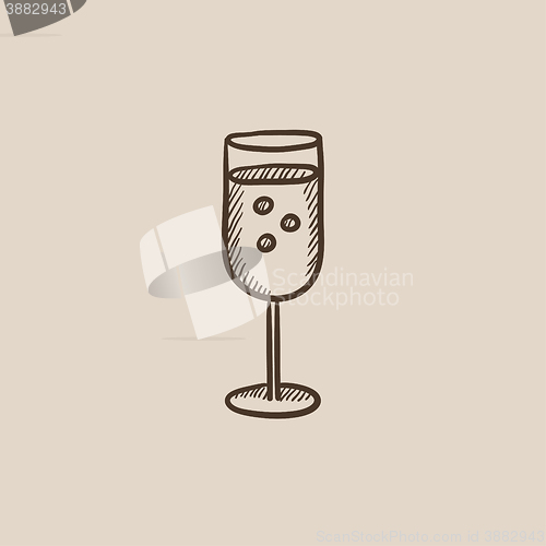 Image of Glass of champagne sketch icon.