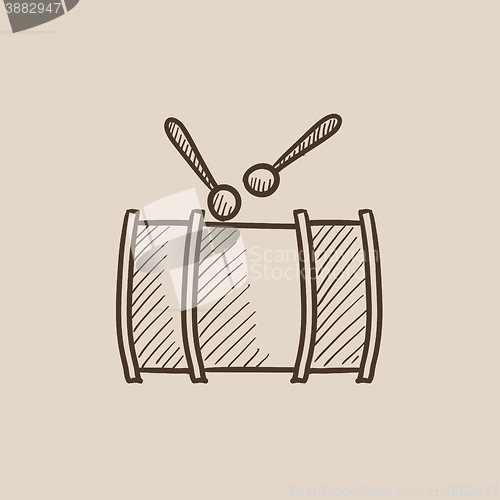 Image of Drum with sticks sketch icon.