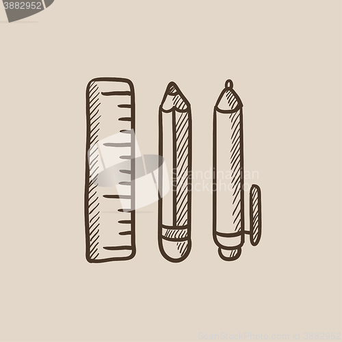 Image of School supplies sketch icon.