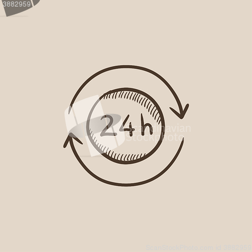 Image of Service 24 hrs sketch icon.
