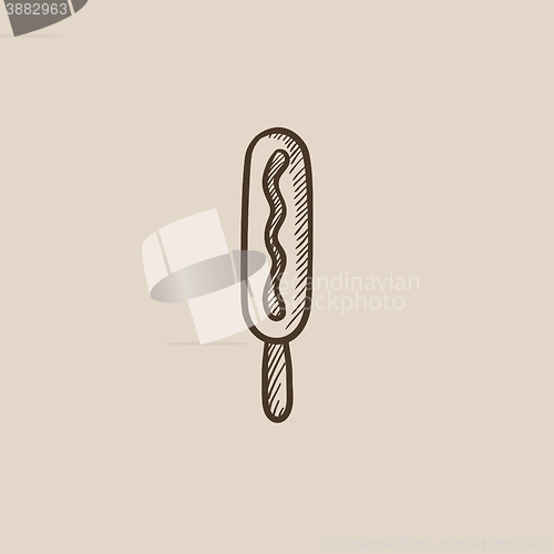 Image of Corn dog sketch icon.