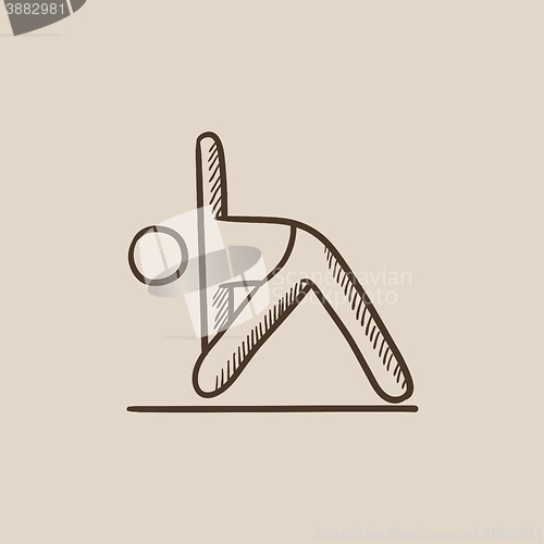 Image of Man practicing yoga sketch icon.