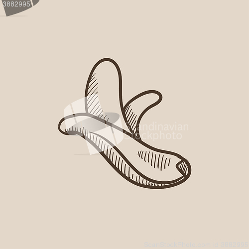 Image of Peeled banana sketch icon.