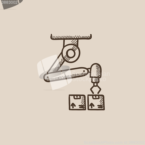 Image of Robotic packaging sketch icon.