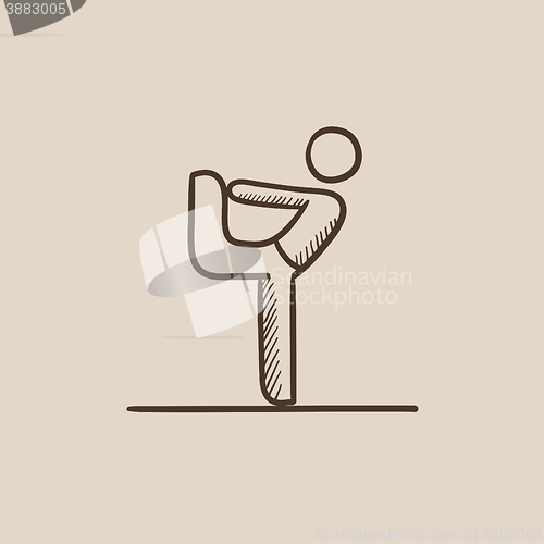 Image of Man practicing yoga sketch icon.