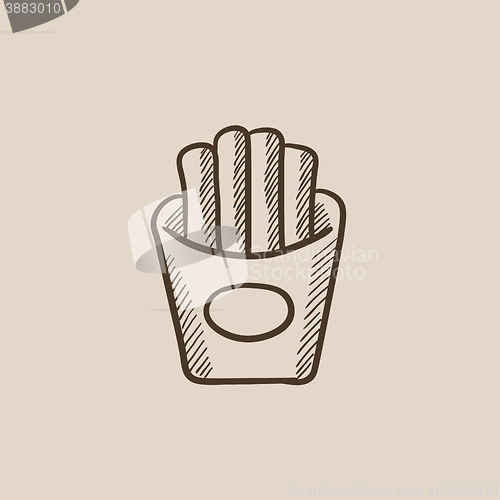 Image of French fries sketch icon.