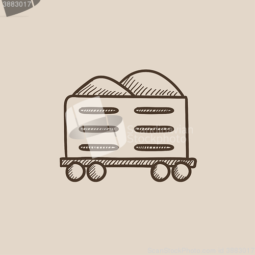 Image of Cargo wagon sketch icon.