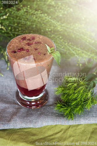 Image of raspberry smoothie with basil