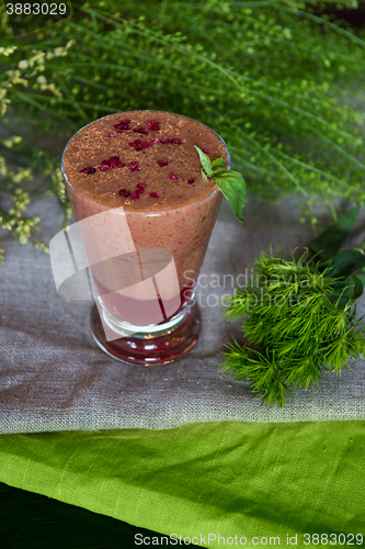 Image of raspberry smoothie with basil
