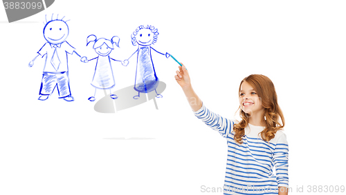 Image of girl drawing family in the air