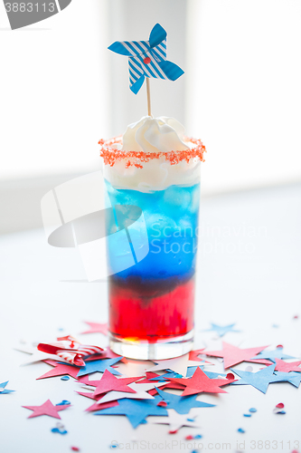 Image of glass of drink on american independence day party