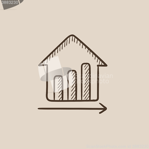 Image of Graph of real estate prices growth sketch icon.