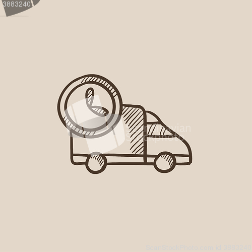 Image of Delivery truck sketch icon.