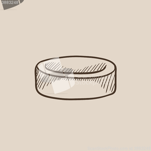Image of Hockey puck sketch icon.
