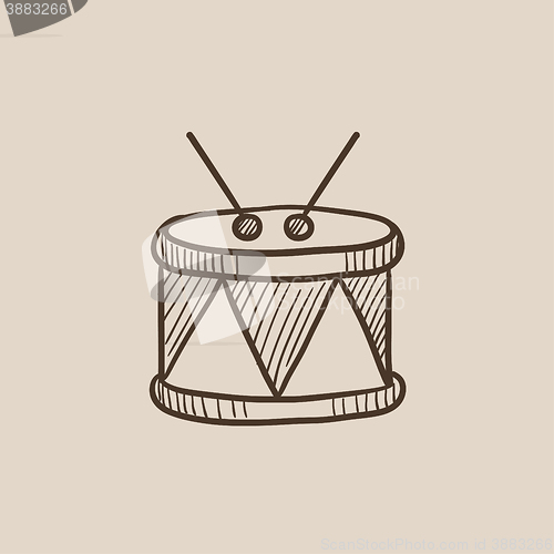 Image of Drum with sticks sketch icon.