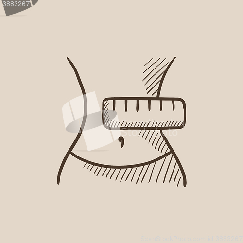 Image of Waist with measuring tape sketch icon.