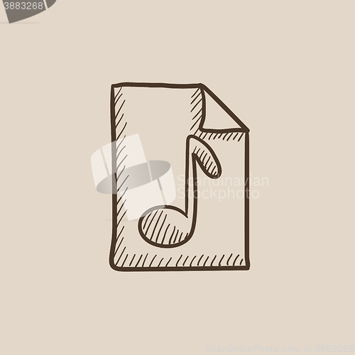Image of Musical note drawn on sheet sketch icon.