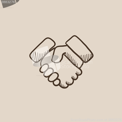 Image of Handshake and successful real estate transaction sketch icon.
