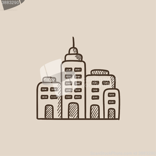 Image of Residential buildings sketch icon.