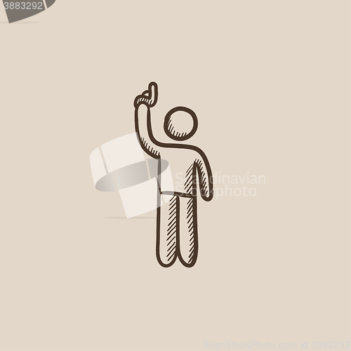 Image of Man giving signal with starting gun sketch icon.