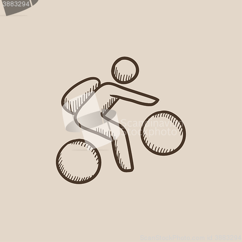 Image of Man riding bike sketch icon.
