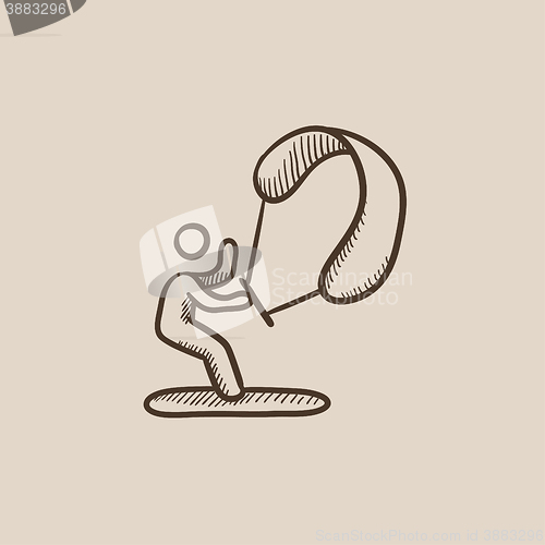 Image of Kite surfing sketch icon.