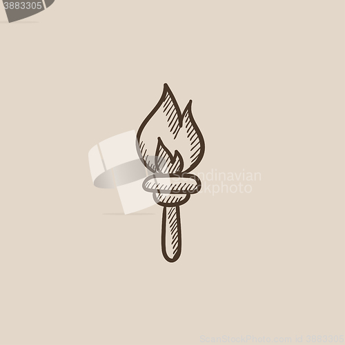 Image of Burning olympic torch sketch icon.